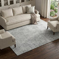 8 X 10 Ash Gray And Charcoal Geometric Washable Area Rug With UV Protection