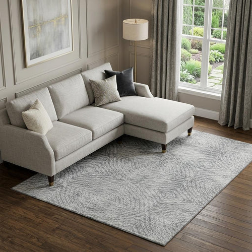 10 X 14 Ash Gray And Charcoal Geometric Washable Area Rug With UV Protection