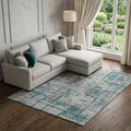 10 X 14 Persian Blue And Gray Abstract Distressed Washable Area Rug With UV Protection