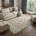8 X 10 Brown Ivory And Sky Blue Chevron Distressed Washable Area Rug With UV Protection