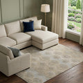 10 X 14 Brown Ivory And Sky Blue Chevron Distressed Washable Area Rug With UV Protection