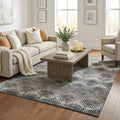 5 X 8 Graphite Ivory And Beige Chevron Distressed Washable Area Rug With UV Protection