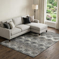 9 X 12 Graphite Ivory And Beige Chevron Distressed Washable Area Rug With UV Protection