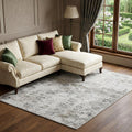 9 X 12 Light Gray And Charcoal Floral Medallion Distressed Washable Area Rug With UV Protection