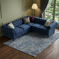 9 X 12 Blue And Gray Floral Medallion Distressed Washable Area Rug With UV Protection