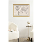 Framed Fabric Pinboard Vintage Black and White Linen World Map Wall Organization