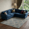 8 X 10 Denim Blue And Gray Floral Medallion Distressed Washable Area Rug With UV Protection