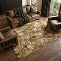 8 X 10 Brown Ivory And Beige Geometric Washable Area Rug With UV Protection