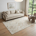 5 X 8 Ivory And Gray Diamond Washable Area Rug With UV Protection