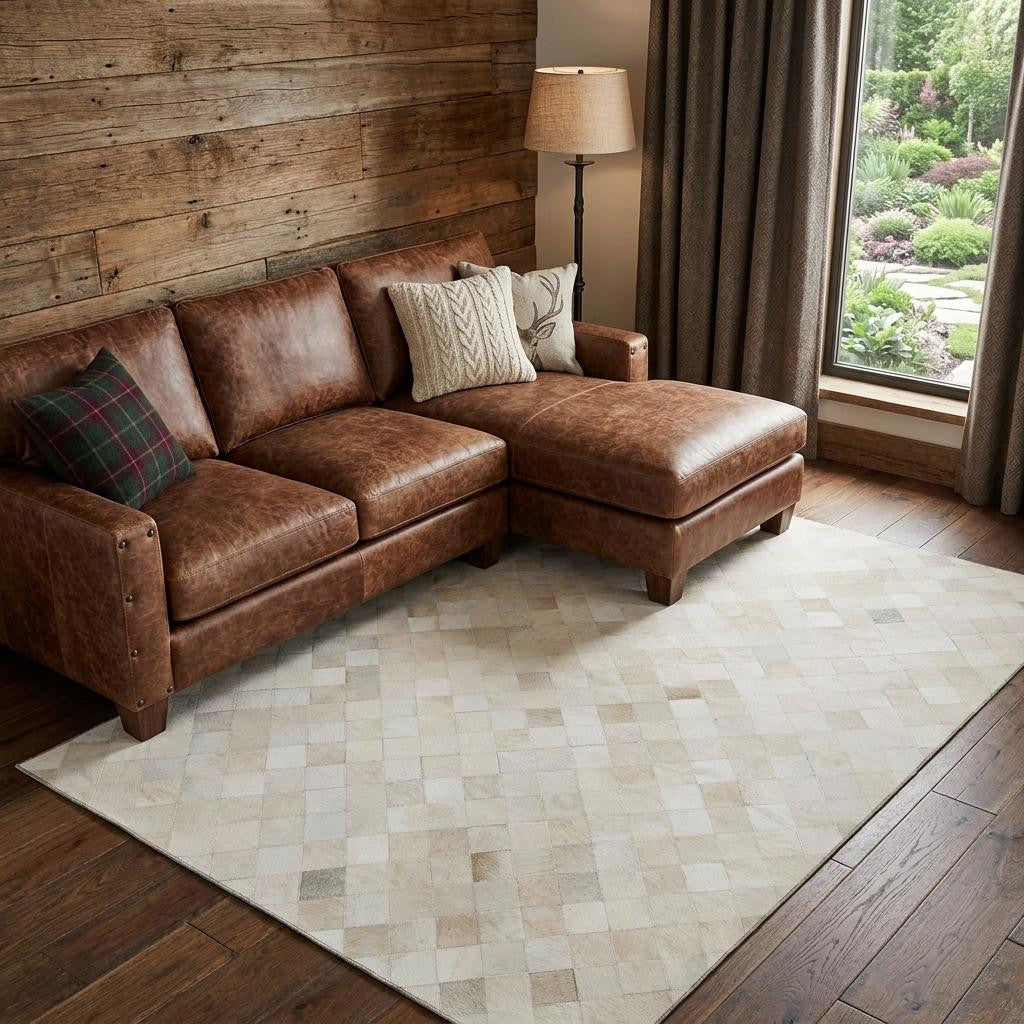 10 X 14 Ivory And Gray Diamond Washable Area Rug With UV Protection