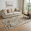 5 X 8 Beige Gray And Ivory Cowhide Print Washable Area Rug With UV Protection