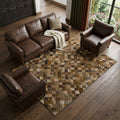 10 X 14 Beige Brown And Coffee Cowhide Print Washable Area Rug With UV Protection