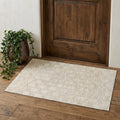 3 X 5 Ivory And Beige Diamond Washable Area Rug With UV Protection