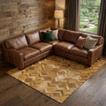 10 X 14 Brown Ivory And Beige Geometric Washable Area Rug With UV Protection