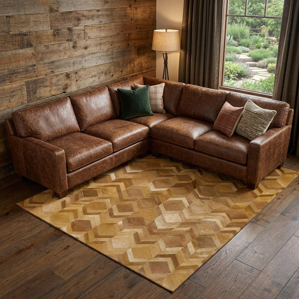 10 X 14 Brown Ivory And Beige Geometric Washable Area Rug With UV Protection