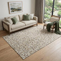 5 X 8 Gray Ivory And Beige Diamond Washable Area Rug With UV Protection