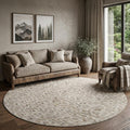 8 Gray Ivory And Beige Diamond Washable Round Rug With UV Protection