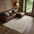 9 X 12 Beige Gray And Ivory Diamond Washable Area Rug With UV Protection