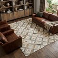 8 X 10 Gray Brown And Ivory Diamond Washable Area Rug With UV Protection