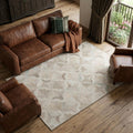 9 X 12 Ivory Beige And Gray Diamond Washable Area Rug With UV Protection
