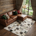 8 X 10 Granite Gray Ivory And Black Patchwork Washable Area Rug With UV Protection