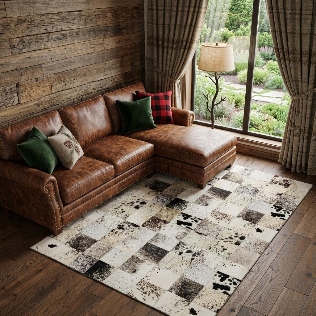 8 X 10 Granite Gray Ivory And Black Patchwork Washable Area Rug With UV Protection