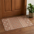 3 X 5 Burnt Sienna And Ivory Tribal Washable Area Rug With UV Protection