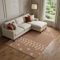 8 X 10 Burnt Sienna And Ivory Geometric Washable Area Rug With UV Protection