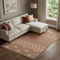 9 X 12 Burnt Sienna And Ivory Geometric Washable Area Rug With UV Protection