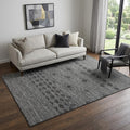5 X 8 Gray And Black Geometric Washable Area Rug With UV Protection