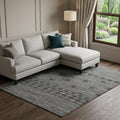 8 X 10 Gray And Black Geometric Washable Area Rug With UV Protection