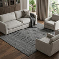 10 X 14 Gray And Black Geometric Washable Area Rug With UV Protection
