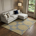 9 X 12 Gold And Gray Geometric Washable Area Rug With UV Protection