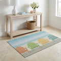 3 X 5 Aqua And Green Adirondack Chairs Washable Area Rug With UV Protection