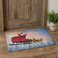 3 X 5 Blue Red And Brown Christmas Santa Claus Washable Area Rug With UV Protection