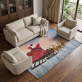 9 X 12 Blue Red And Brown Christmas Santa Claus Distressed Washable Area Rug With UV Protection