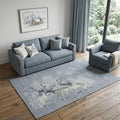 5 X 8 Gray Ivory And Blue Christmas Deer Washable Area Rug With UV Protection