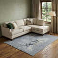 9 X 12 Gray Ivory And Blue Christmas Deer Washable Area Rug With UV Protection