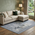 10 X 14 Gray Ivory And Blue Christmas Deer Washable Area Rug With UV Protection