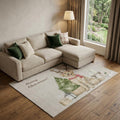 10 X 14 Taupe Green And Gray Christmas Dog Washable Area Rug With UV Protection