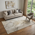 5 X 8 Beige And Ivory Abstract Washable Area Rug With UV Protection