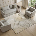 8 X 10 Beige And Ivory Abstract Washable Area Rug With UV Protection