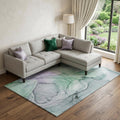 9 X 12 Blue And Green Abstract Washable Area Rug With UV Protection