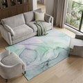 10 X 14 Blue And Green Abstract Washable Area Rug With UV Protection
