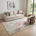 5 X 8 Blush And Ivory Abstract Washable Area Rug With UV Protection