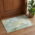 3 X 5 Green And Ivory Abstract Washable Area Rug With UV Protection