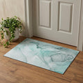 3 X 5 Teal And Ivory Abstract Washable Area Rug With UV Protection