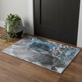 3 X 5 Blue And Charcoal Abstract Washable Area Rug With UV Protection