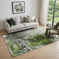 5 X 8 Green And Charcoal Abstract Washable Area Rug With UV Protection