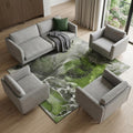 9 X 12 Green And Charcoal Abstract Washable Area Rug With UV Protection